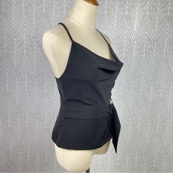 URBAN OUTFITTERS Black Cowl Neck top with built-in belt. NWT - Picture 7 of 10